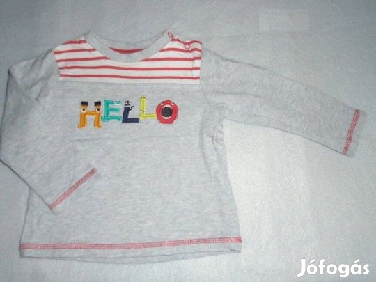 Szürke Hello feliratos hosszú ujjú felső 6-9 hó (méret 74)