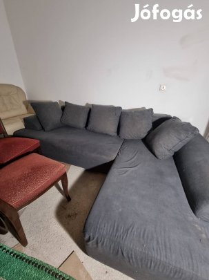 Szürke L alakú kanapé hibátlan állapotban