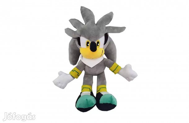 Szürke Silver Sonic jellegű plüss akasztóval 14 cm