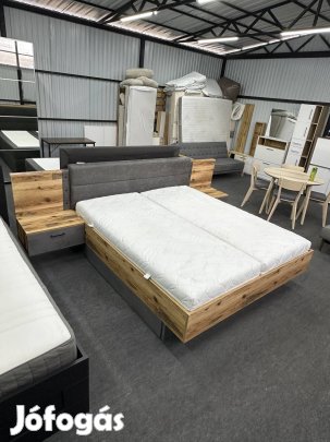 Szürke-Tölgy Franciaágy Fiókos 180x200