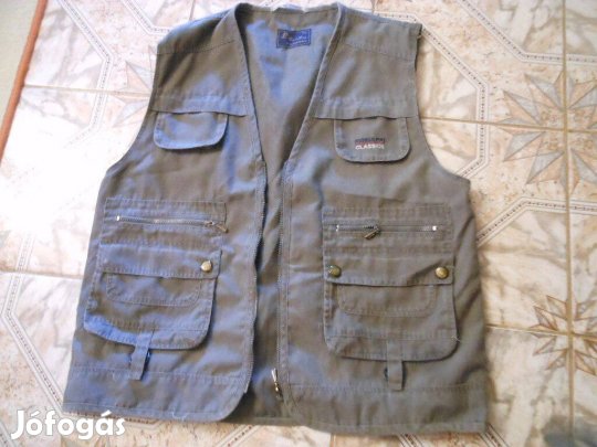 Szürke XL zsebes zippzáros mellény a kerti munkákhoz férfiaknak