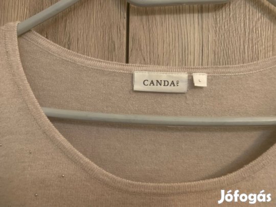 Szürke, bézs csíkos pillangó mintás pulóver L