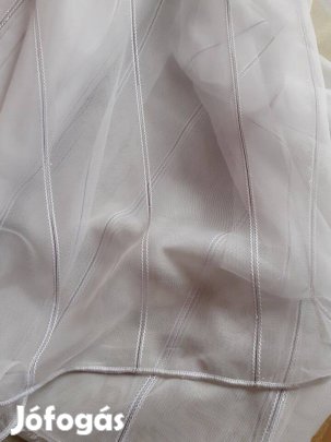 Szürke csíkos, hófehér új függöny (4m x 290cm)