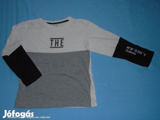 Szürke és fehér hosszú ujjú felső 10-11 évesre (méret 146)