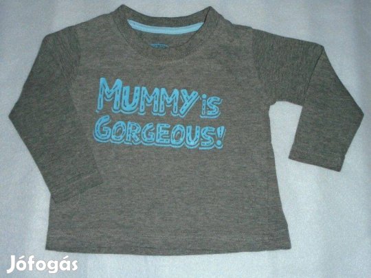 Szürke és feliratos hosszú ujjú felső 6-9 hó (méret 74)