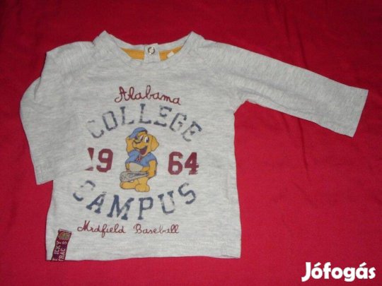 Szürke és kutya mintás hosszú ujjú felső 3-6 hó (méret 68)