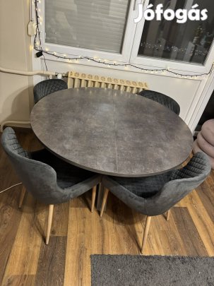 Szürke étkező asztal 4 db székkel