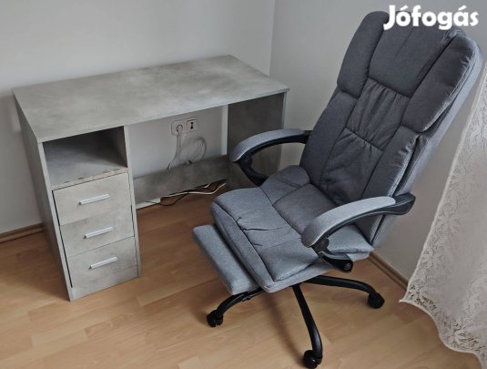 Szürke fa íróasztal 102x50x76 cm + irodaszék eladó