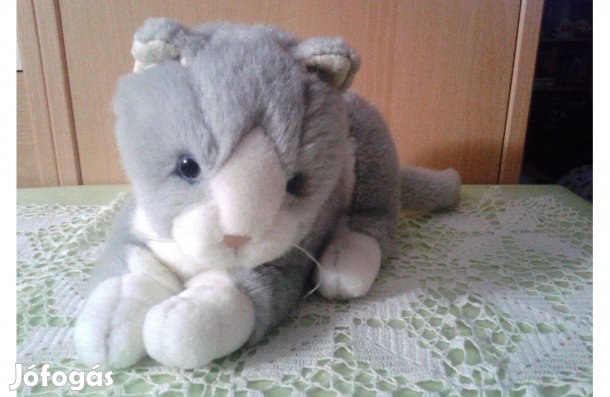 Szürke-fehdér plüss cica gyűjteményből eladó