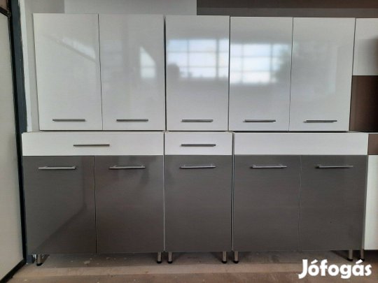 Szürke-fehér fényes konyhabútor (AN128)