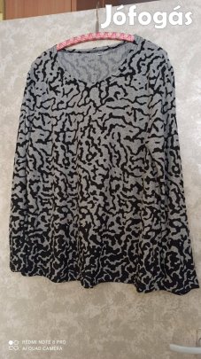 Szürke fekete mintás nagy méretű női pulóver 50-es