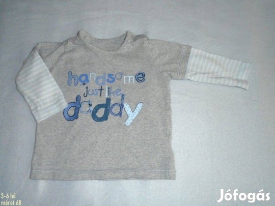 Szürke feliratos hosszú ujjú felső 3-6 hó (méret 68)