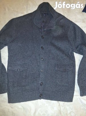 Szürke gombos férfi kardigán XL