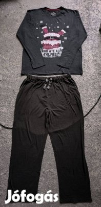 Szürke karácsonyi férfi pizsama L-es