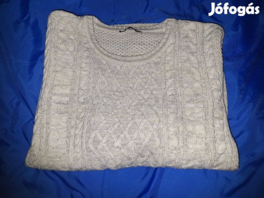 Szürke kötött férfi pulóver XL