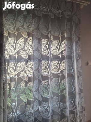 Szürke levél mintás fényáteresztő új lapfüggöny (12,4m x 290 cm) Akció