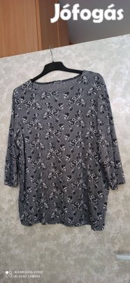 Szürke mintás háromnegyedes ujjú felső 48-50-es