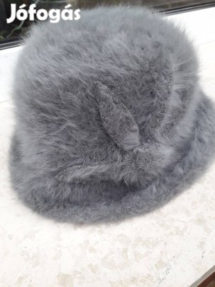 Szürke női kalap, műszálas