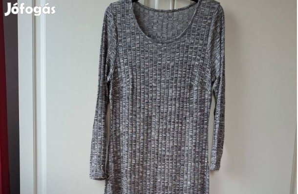 Szürke pamut, kötött hosszú ruha 40-42-es méret Rugalmas anyag