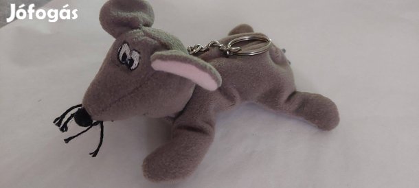 Szürke plüss kisegér a nyakán kulcstartóval eladó