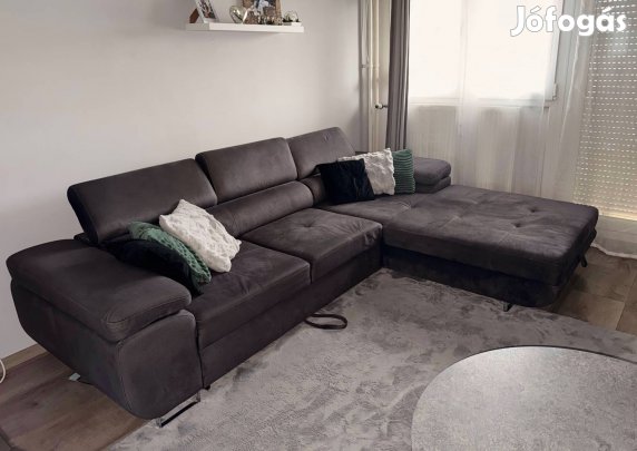 Szürke sarokgarnitúra