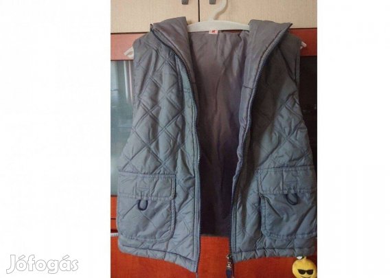 Szürke steppelt kapucnis mellény - M-es méret