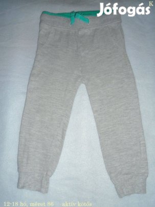 Szürke színű jogger aktív kötős nadrág 12-18 hó (méret 86)
