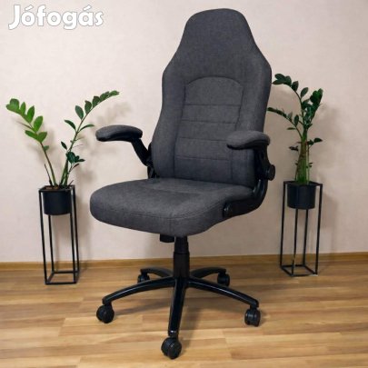 Szürke szövet irodai szék forgószék főnöki fotel nagy méretű FK