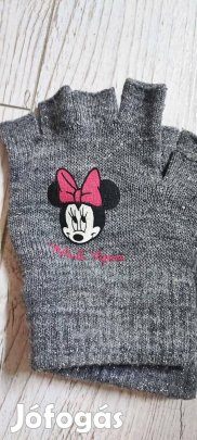 Szürke ujj nélküli 4-7 év lányka csillogós kesztyű. Minnie egér
