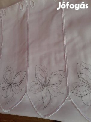 Szürke virág mintás új voile vitrázs (4,85 x 45cm)