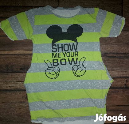 Szürke-zöld csíkos Mickey egeres felső 164