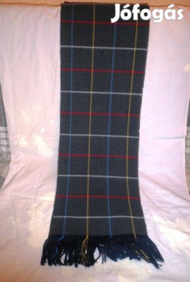 Szürkéskék kockás nagyméretű moher sál