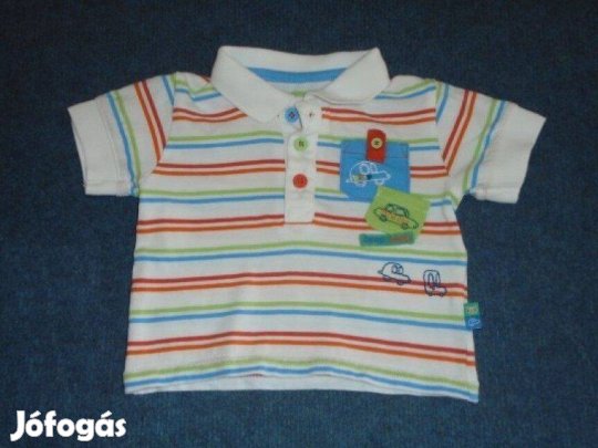 TU csíkos galléros és autó mintás póló 3-6 hó (méret 68)