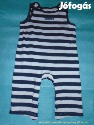 TU kék csíkos ujjatlan rugdalózó 6-9 hó (méret 68 / 74)