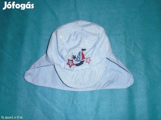 TU újszerű tartóvédős nyári kalap sapka 6-12 hó csíkos