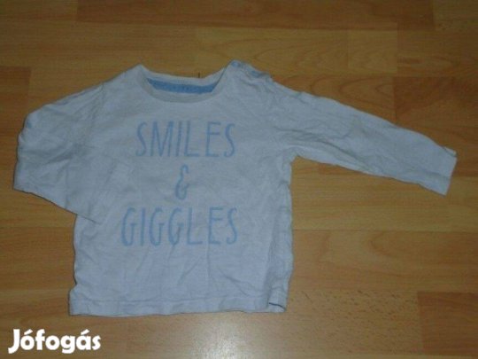 TU világoskék színű hosszú ujjú felső 6-9 hó (méret 74)