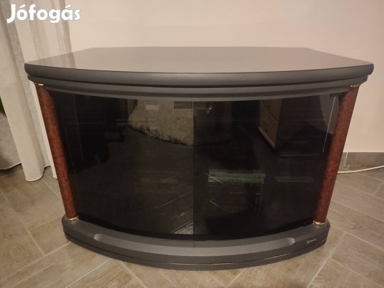 TV állvány, TV szekrény fekete füst üvegajtókkal, kerekekkel