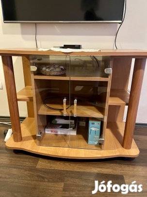 TV állvány, üveg ajtóval