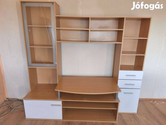 TV szekrény 191x164cm LCD tv-hez Bükk és fehér színű