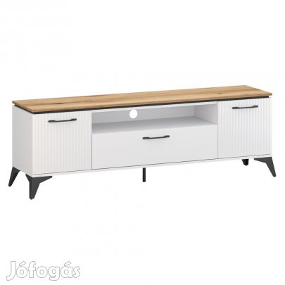 TV szekrény, fehér/evoke tölgy, VELIS 2D1S/170