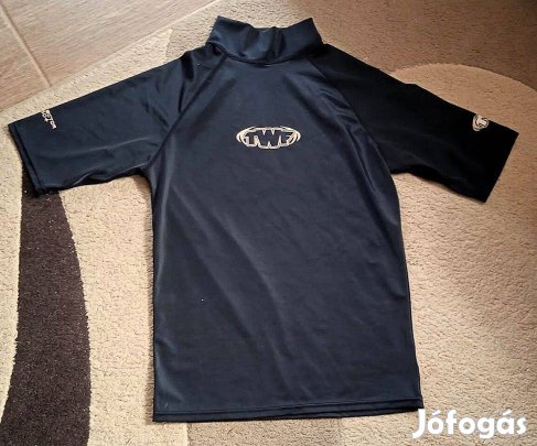 TWF UV szűrős SPF 50+ fekete rövid ujjú úszópóló