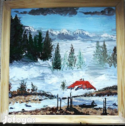 Tájkép, olajj 40X40 Kaschauer Olt menti áradás