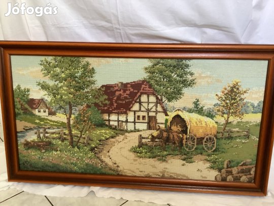 Tájkép, tanya gobelin kép, goblein, goblen