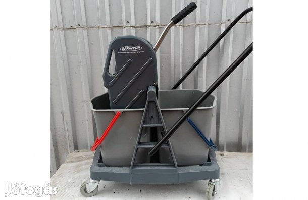 Takarítókocsi, műanyag vázas, 2x17 literes vödörrel Sprintus fél ár