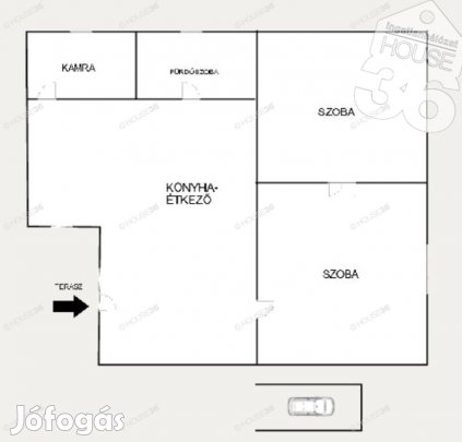 Takaros 2 szobás, 70 m2-es ház eladó kicsi kerttel, gépkocsibeállóval!