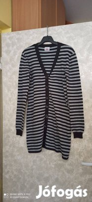 Takko Fashion szürke fekete csíkos hosszú kardigán