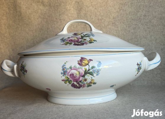 Tál - gránit, virágos levesestál, kispesti 