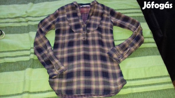 Tally Weijl női csinos barna kockás hosszú ing/blúz XS újszerű