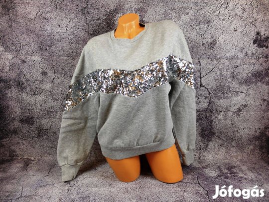 Tally Weijl szürke téli női hosszú ujjú csillogós pulóver