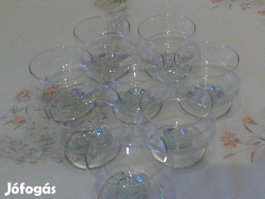 Talpas üveg koktélos, fagylaltos kehely, ( 8 db. )